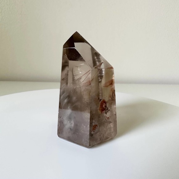 Smokey Amphibole Quartz Point Angel Phantom Tower Crystal Natural High Quality - Picture 7 of 7